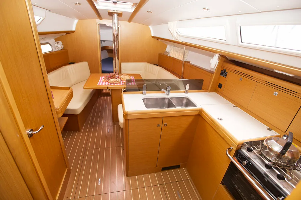 Galley of Lauren, a Jeanneau Sun Odyssey 36i sailboat at Volos, Greece