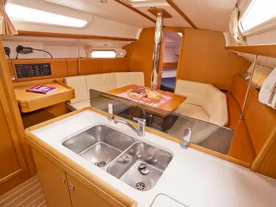 Galley of Lauren, a Jeanneau Sun Odyssey 36i sailboat at Volos, Greece
