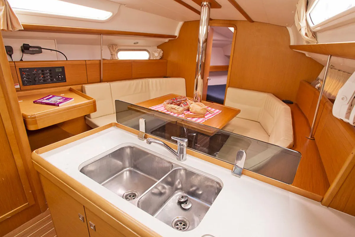 Galley of Lauren, a Jeanneau Sun Odyssey 36i sailboat at Volos, Greece