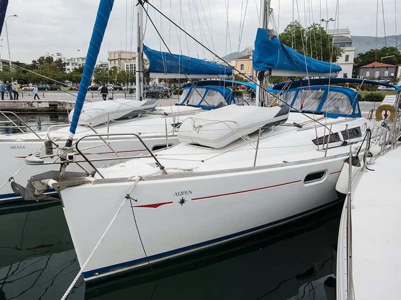 Exterior view of Lauren, a Jeanneau Sun Odyssey 36i sailboat at Volos, Greece