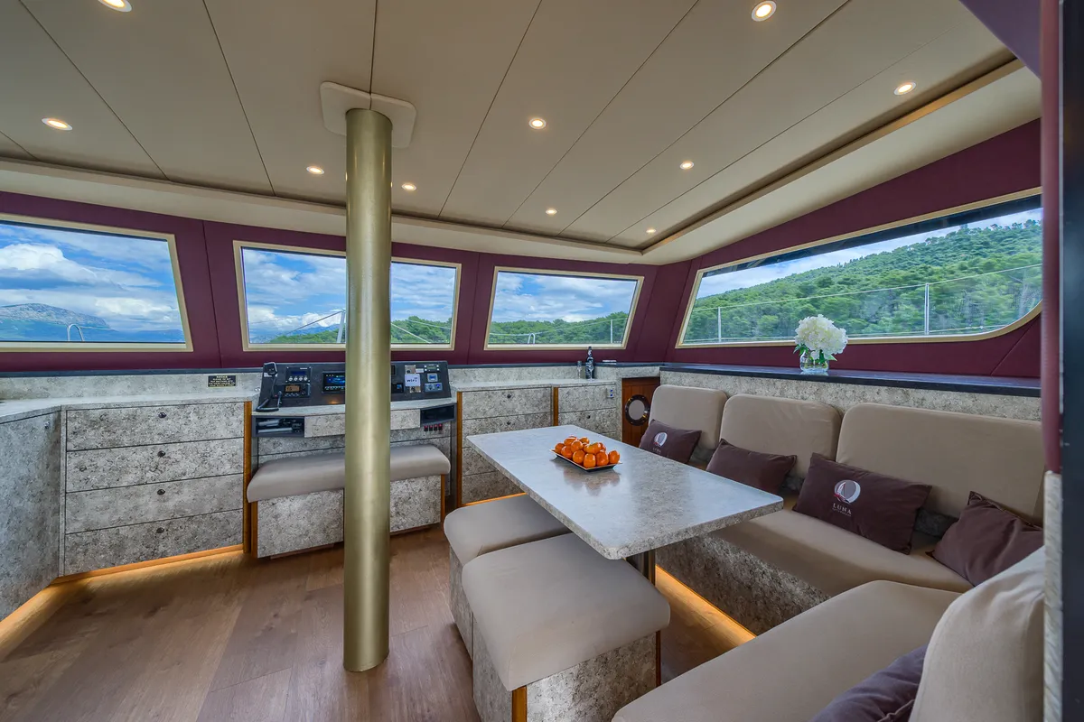 Salon of Blue, a Luna 49 catamaran at Split, Croatia