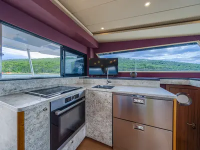 Galley of Blue, a Luna 49 catamaran at Split, Croatia