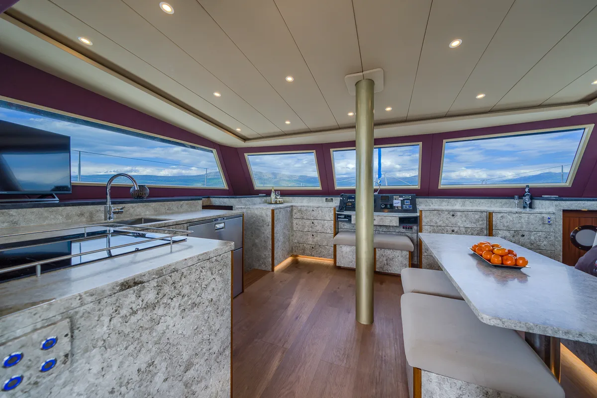 Galley of Blue, a Luna 49 catamaran at Split, Croatia
