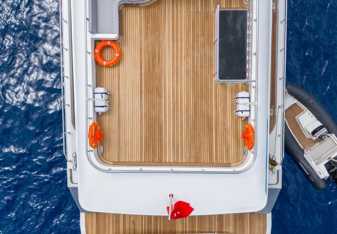 Deck of Lavin, a Gulet Custom built 183 motor yacht at Fethiye, Turkey