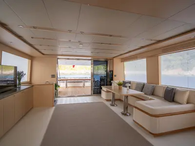 Salon of Lavin, a Gulet Custom built 183 motor yacht at Fethiye, Turkey