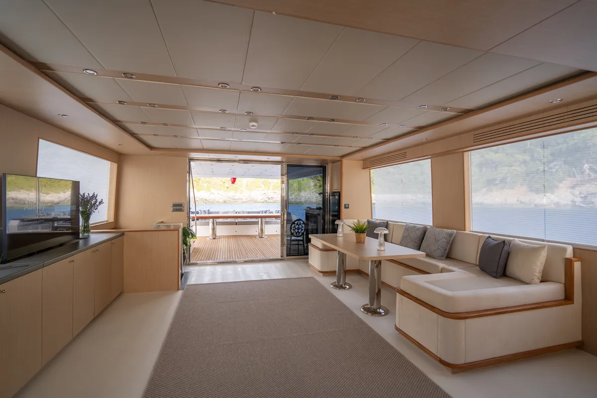 Salon of Lavin, a Gulet Custom built 183 motor yacht at Fethiye, Turkey