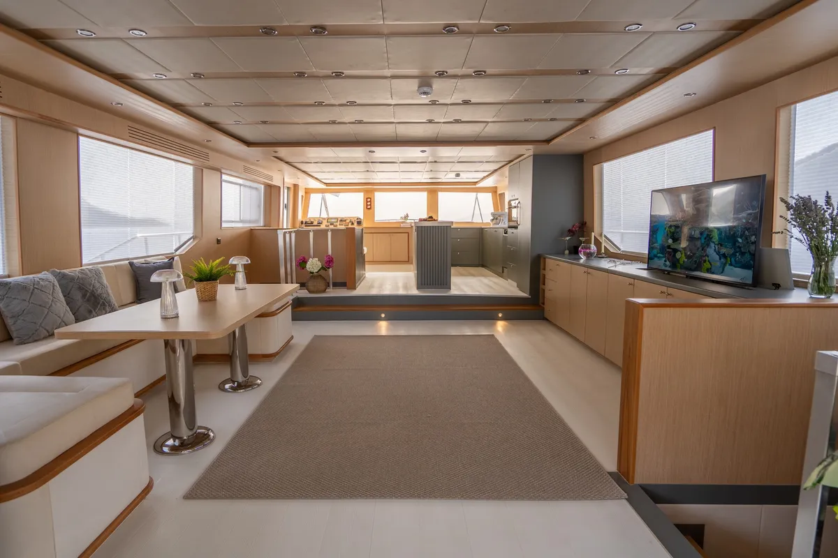Salon of Lavin, a Gulet Custom built 183 motor yacht at Fethiye, Turkey