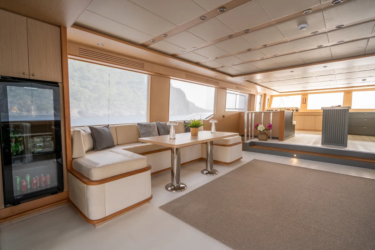 Salon of Lavin, a Gulet Custom built 183 motor yacht at Fethiye, Turkey