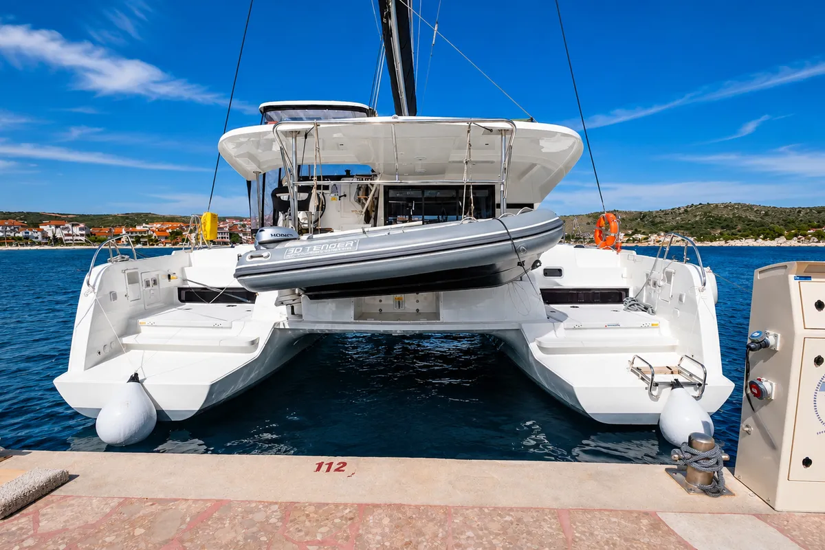 Slowdown, a Lagoon 42 Millenium catamaran at Rogoznica, Croatia