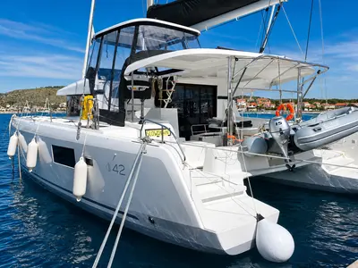 Slowdown, a Lagoon 42 Millenium catamaran at Rogoznica, Croatia