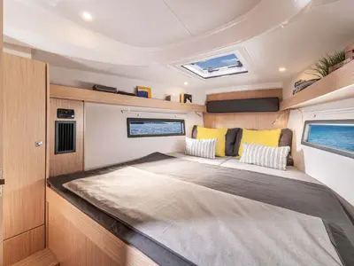 Cabin on Loukia, a Bavaria C38 sailboat at Pylaros, Greece