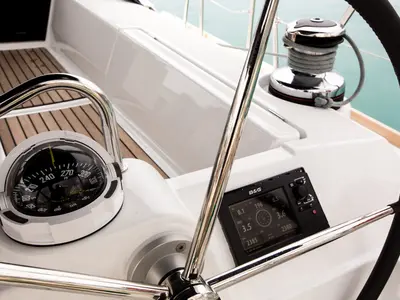 Cockpit of Jazz, a Beneteau Oceanis 48 sailboat at Tivat, Montenegro