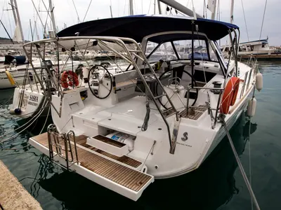 Deck of Jazz, a Beneteau Oceanis 48 sailboat at Tivat, Montenegro