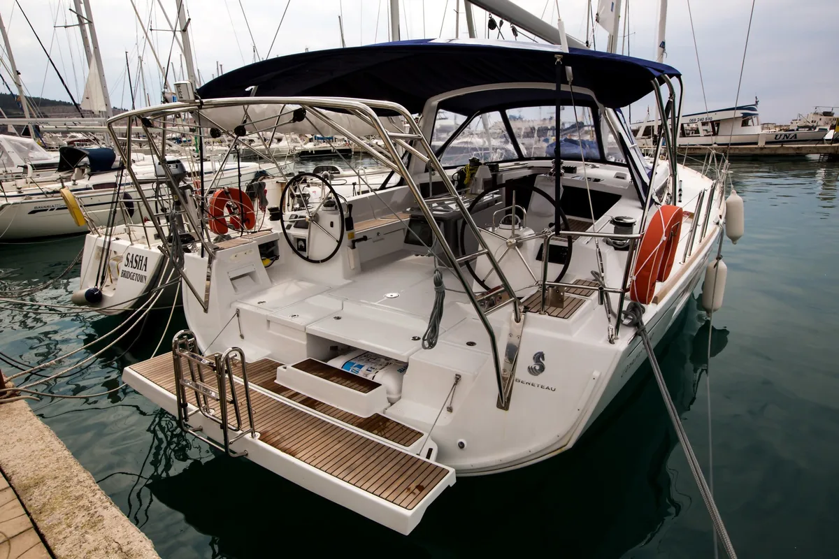 Deck of Jazz, a Beneteau Oceanis 48 sailboat at Tivat, Montenegro