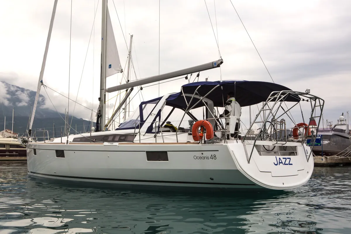 Exterior view of Jazz, a Beneteau Oceanis 48 sailboat at Tivat, Montenegro
