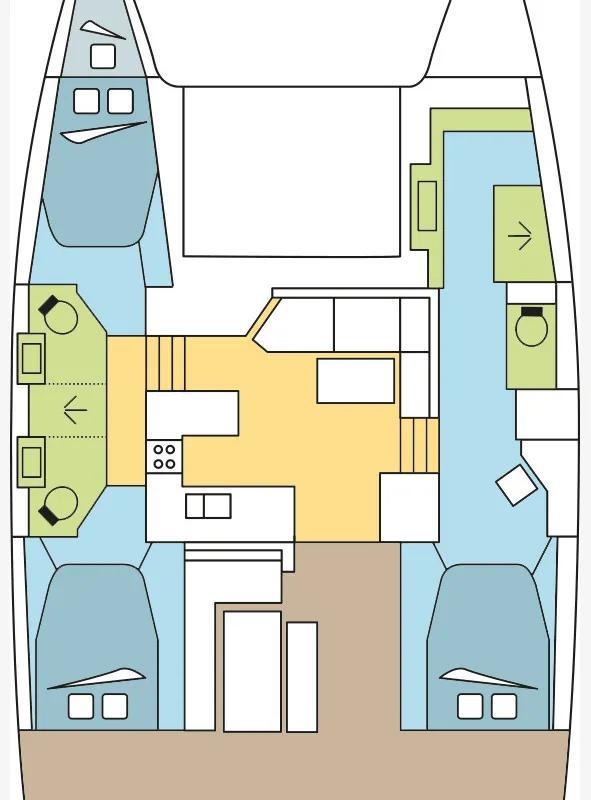 Floor plan of Kanaoa, a Fountaine Pajot Astrea 42 catamaran at Plan-d'Aups-Sainte-Baume, France