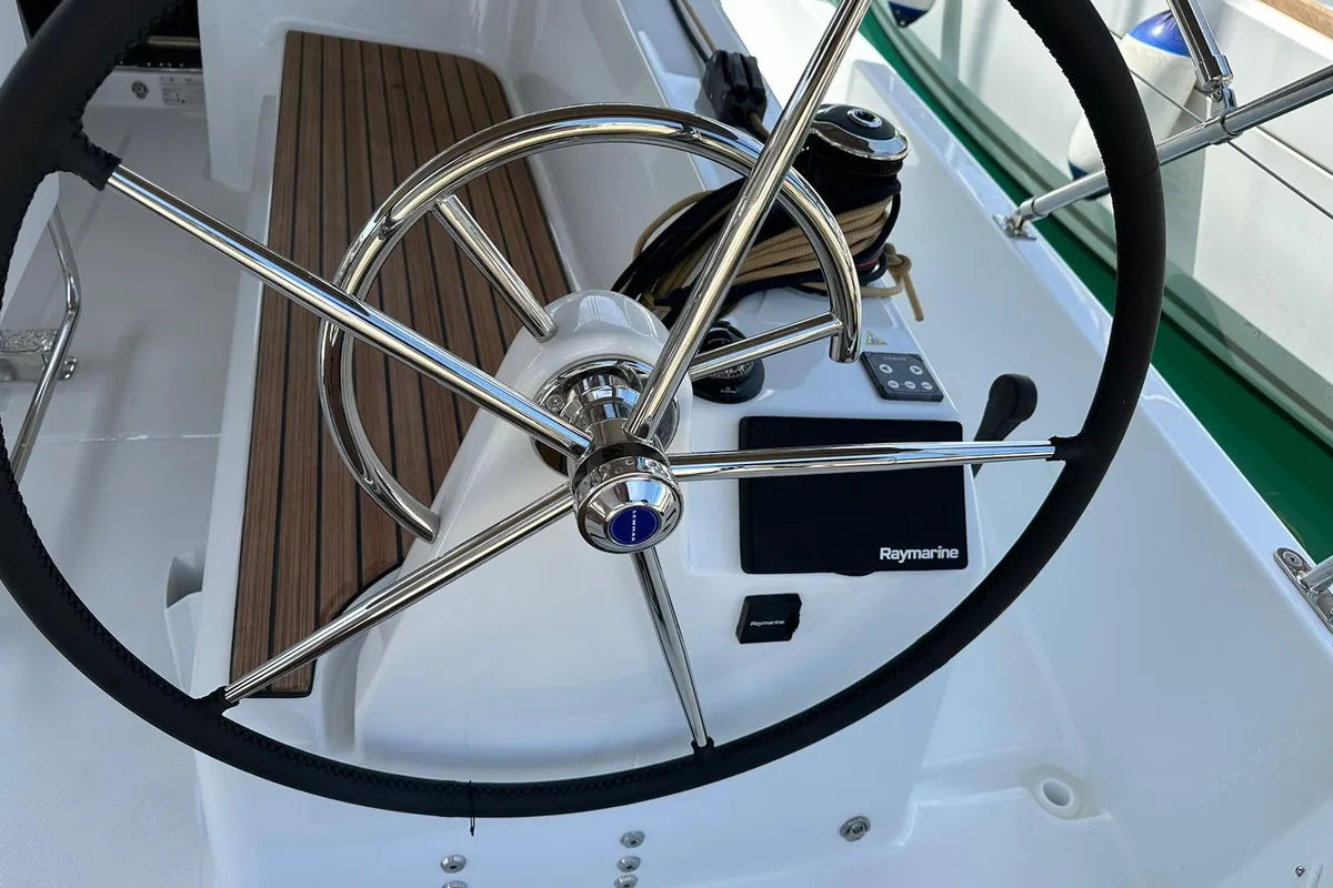 Cockpit of Star Kiss, a Jeanneau Sun Odyssey 350 sailboat at Dubrovnik, Croatia