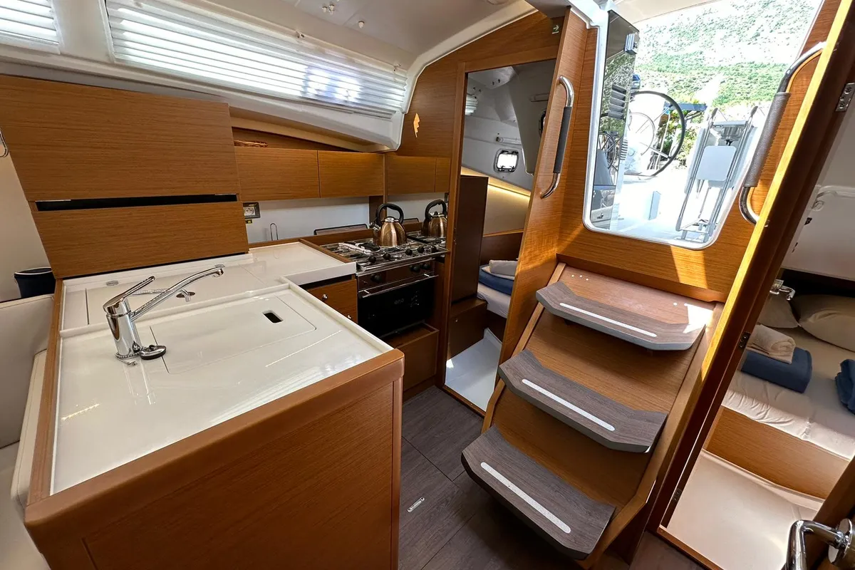 Galley of Star Kiss, a Jeanneau Sun Odyssey 350 sailboat at Dubrovnik, Croatia
