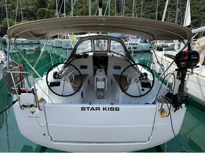 Cockpit of Star Kiss, a Jeanneau Sun Odyssey 350 sailboat at Dubrovnik, Croatia