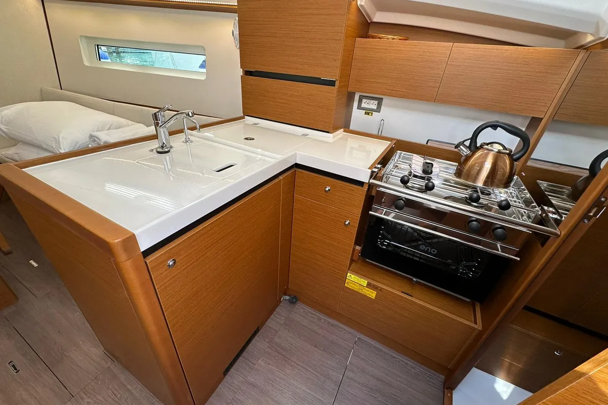 Galley of Star Kiss, a Jeanneau Sun Odyssey 350 sailboat at Dubrovnik, Croatia