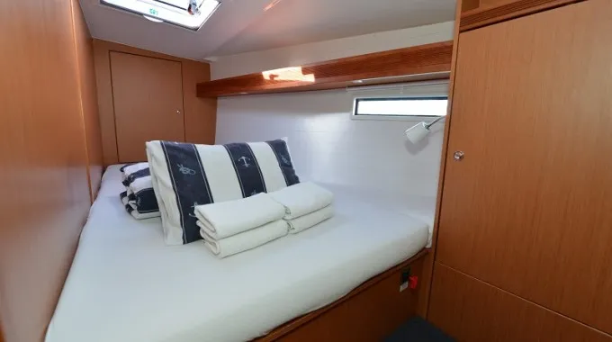 Cabin on Enya, a Bavaria Cruiser 45 sailboat at Grad Biograd na Moru, Croatia
