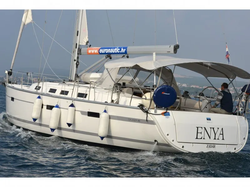 Exterior view of Enya, a Bavaria Cruiser 45 sailboat at Grad Biograd na Moru, Croatia