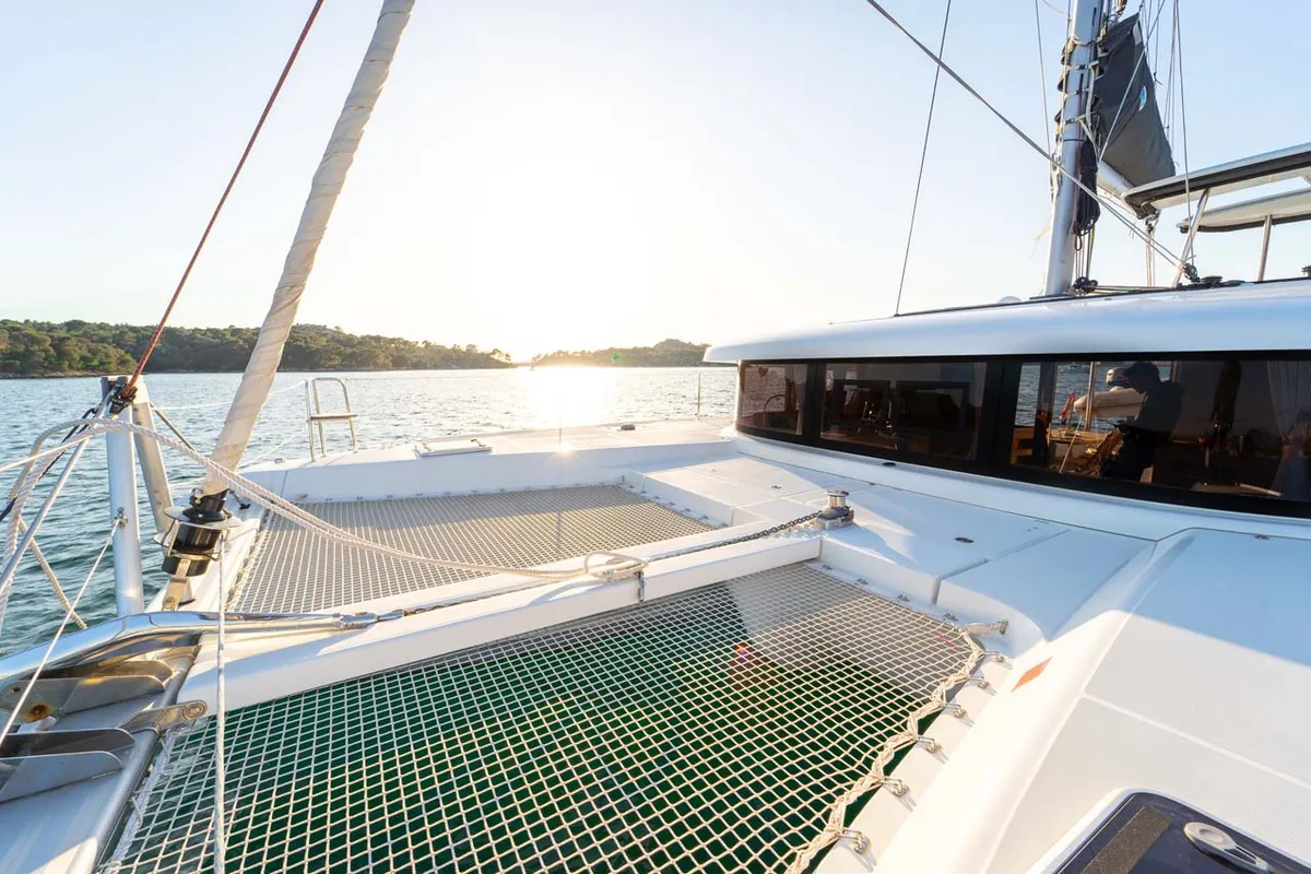 Deck of Flying Horst, a Lagoon 42 catamaran at Grad Šibenik, Croatia