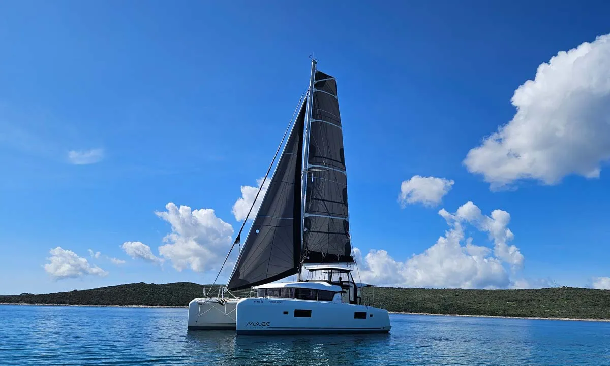 Exterior view of Flying Horst, a Lagoon 42 catamaran at Grad Šibenik, Croatia