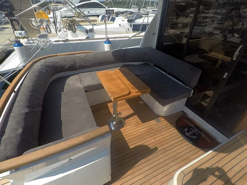 Deck of North star, a Marex 375 motor yacht at Grad Šibenik, Croatia