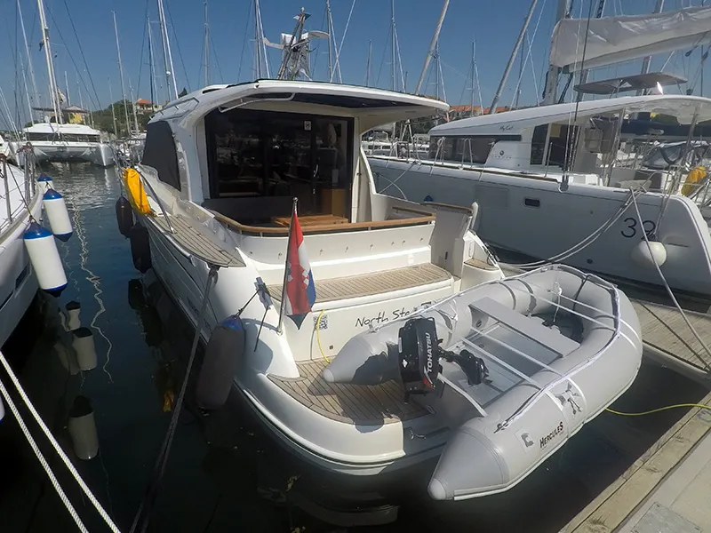 Exterior view of North star, a Marex 375 motor yacht at Grad Šibenik, Croatia