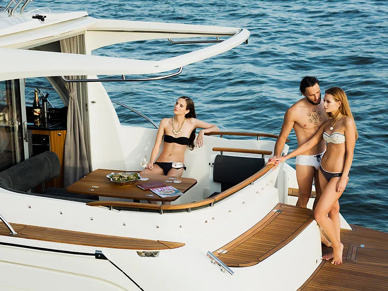 Deck of North star, a Marex 375 motor yacht at Grad Šibenik, Croatia