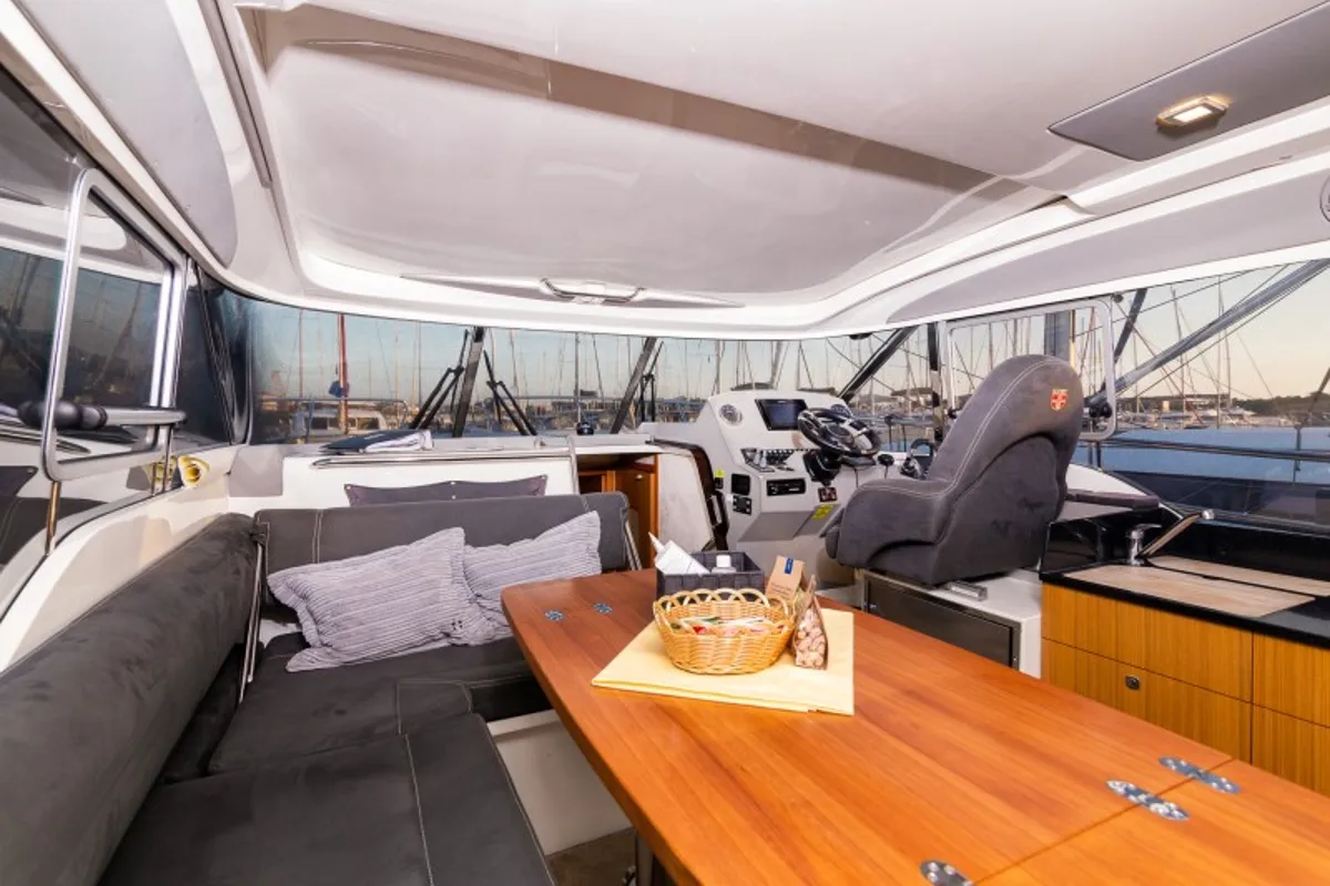 Salon of North star, a Marex 375 motor yacht at Grad Šibenik, Croatia