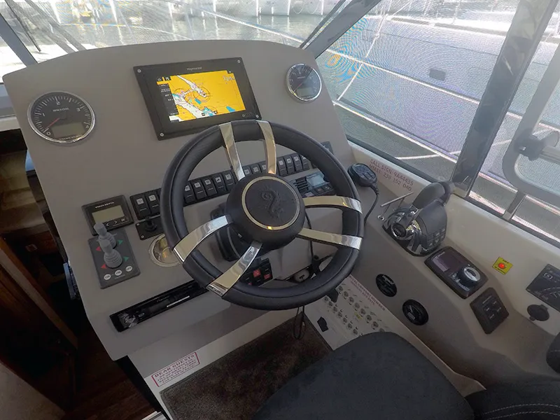 Cockpit of North star, a Marex 375 motor yacht at Grad Šibenik, Croatia