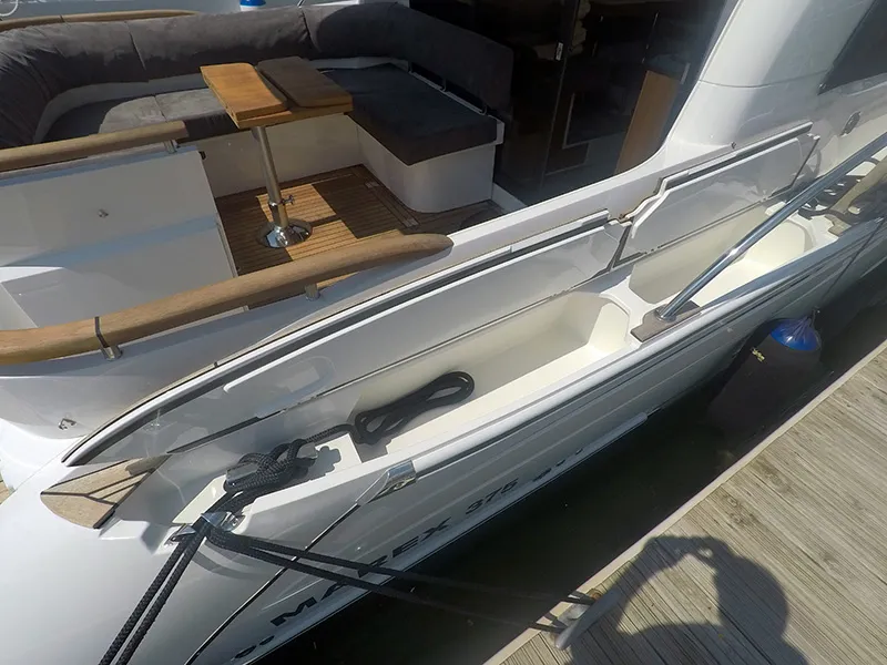 Deck of North star, a Marex 375 motor yacht at Grad Šibenik, Croatia