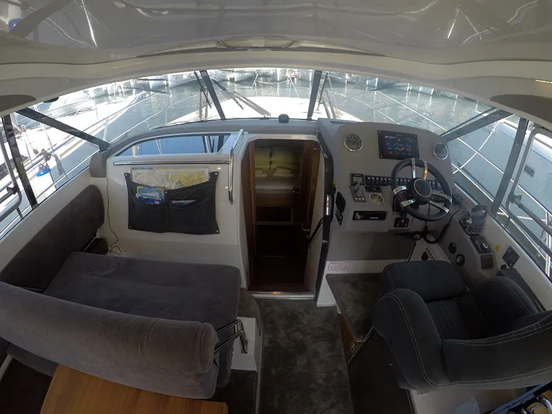 Cockpit of North star, a Marex 375 motor yacht at Grad Šibenik, Croatia