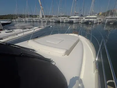 Deck of North star, a Marex 375 motor yacht at Grad Šibenik, Croatia