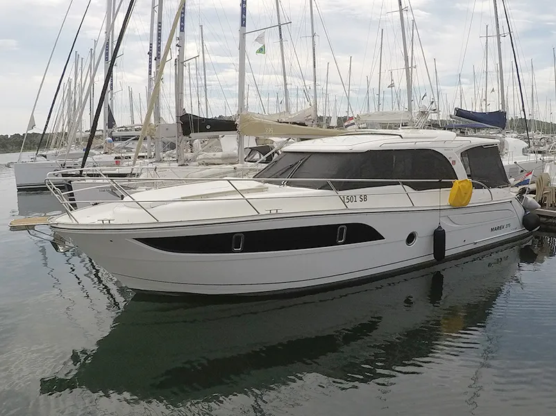 Exterior view of North star, a Marex 375 motor yacht at Grad Šibenik, Croatia