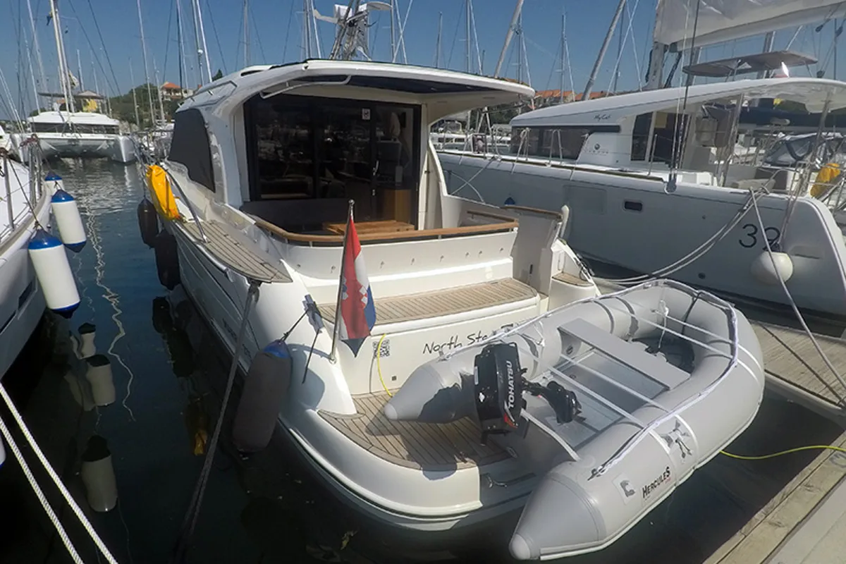 Exterior view of North star, a Marex 375 motor yacht at Grad Šibenik, Croatia