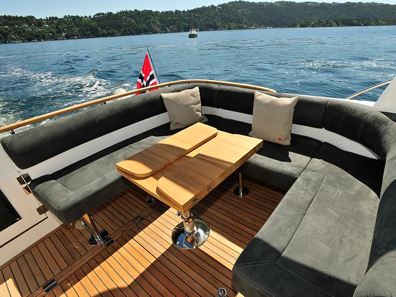 Deck of North star, a Marex 375 motor yacht at Grad Šibenik, Croatia