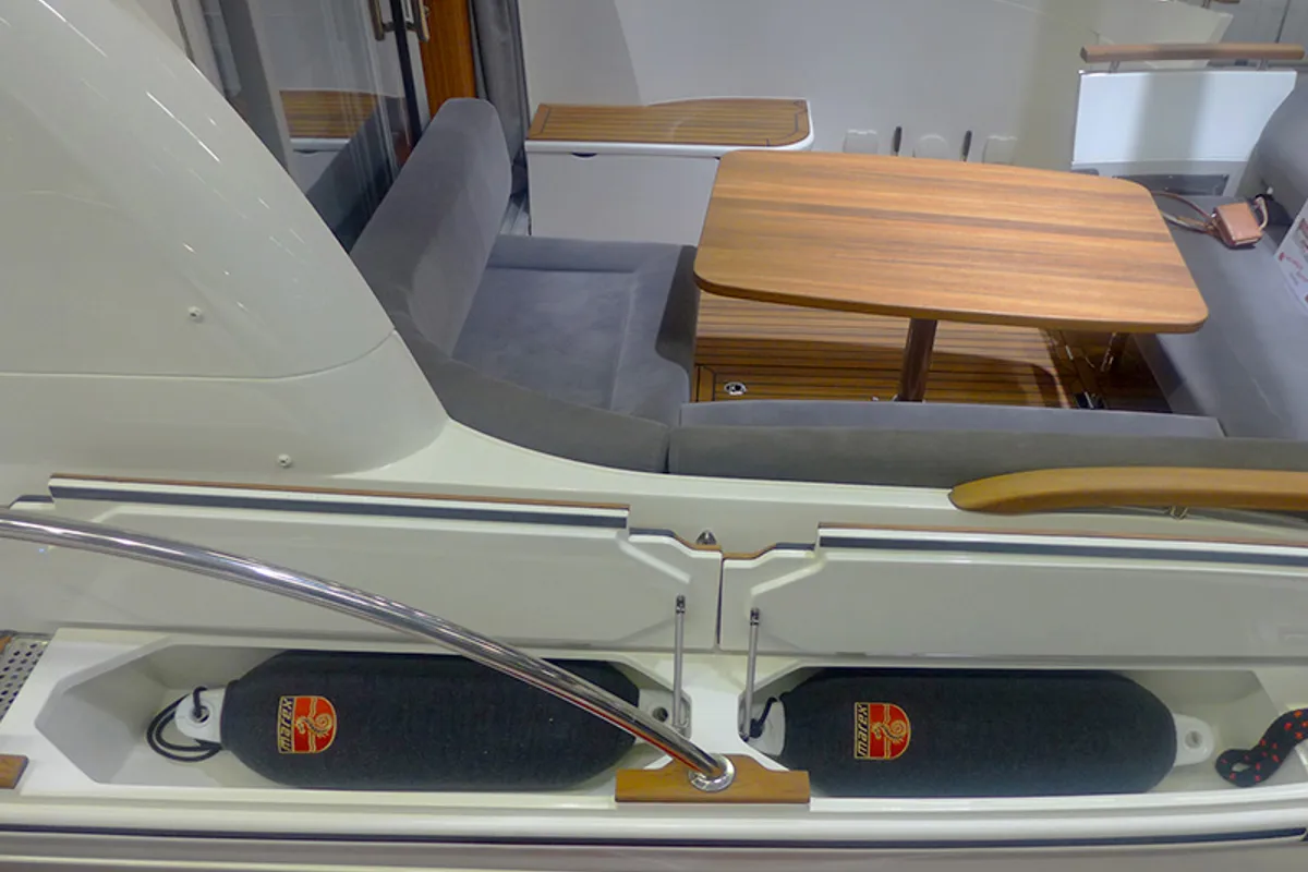 Deck of North star, a Marex 375 motor yacht at Grad Šibenik, Croatia