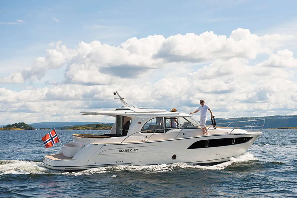 Exterior view of North star, a Marex 375 motor yacht at Grad Šibenik, Croatia