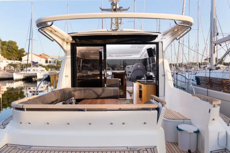 Deck of North star, a Marex 375 motor yacht at Grad Šibenik, Croatia
