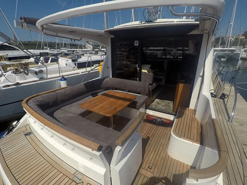 Deck of North star, a Marex 375 motor yacht at Grad Šibenik, Croatia
