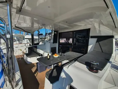 Deck of Lagoon 42, a catamaran at Fethiye, Turkey