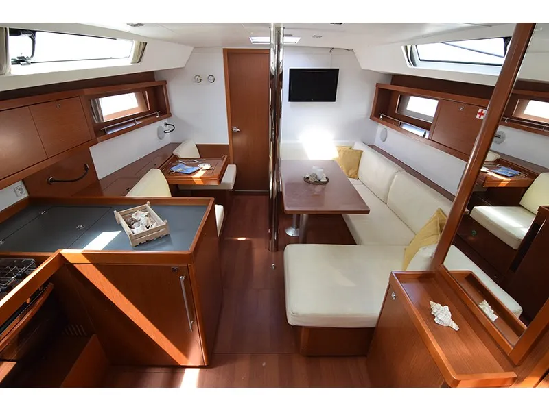 Salon of Bolero, a Beneteau Oceanis 41 sailboat at Athens, Greece