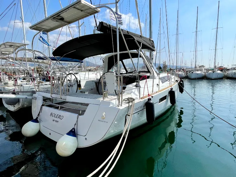 Exterior view of Bolero, a Beneteau Oceanis 41 sailboat at Athens, Greece