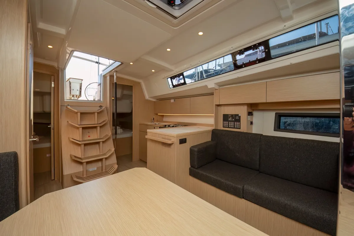 Salon of Aura, a Bavaria C38 sailboat at Tribunj, Croatia
