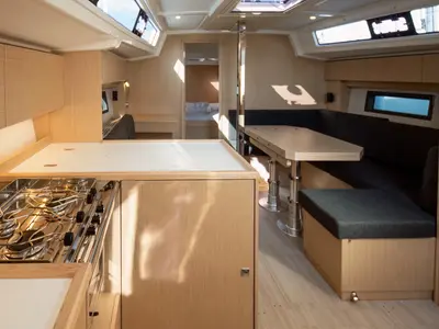 Galley of Aura, a Bavaria C38 sailboat at Tribunj, Croatia