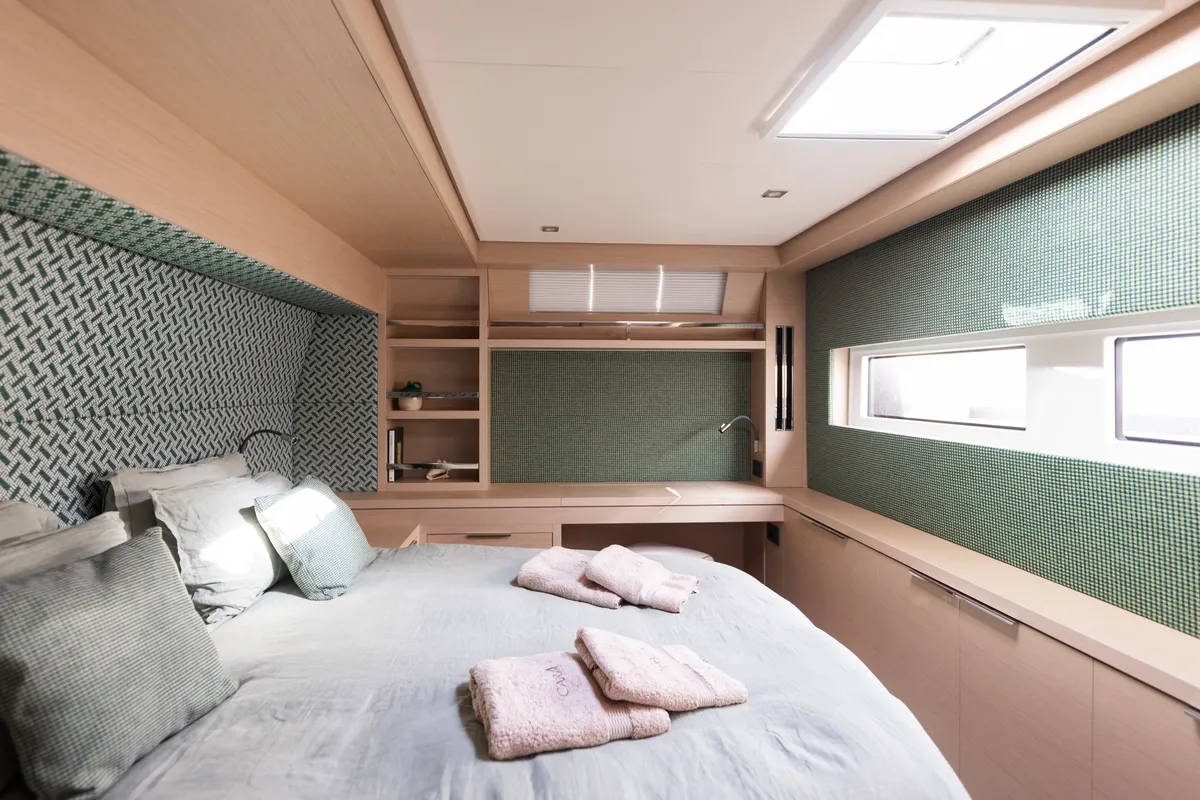 Cabin on CARA, a Lagoon 55 catamaran at Castellammare di Stabia, Italy