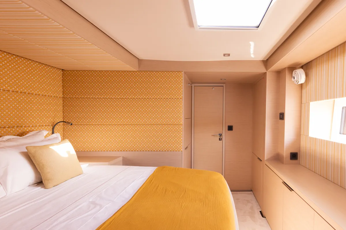 Cabin on CARA, a Lagoon 55 catamaran at Castellammare di Stabia, Italy